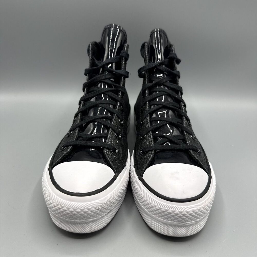 Converse Chuck Taylor All Star Hi Lift Sparkle Black Glitter Platform Size 7.5 - Picture 3 of 10